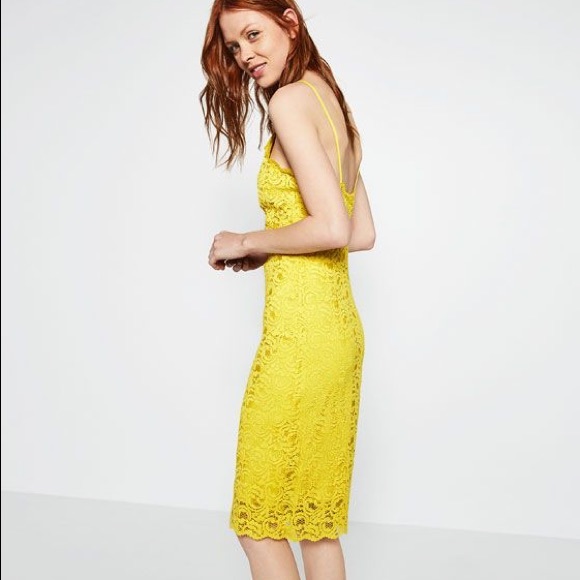 Zara Yellow Lace Shift Dress - Picture 2 of 5